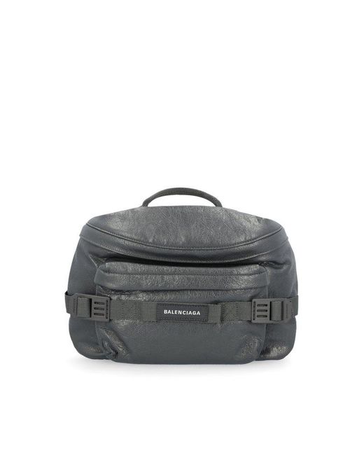Balenciaga Gray Army Logo Patch Large Belt Bag for men