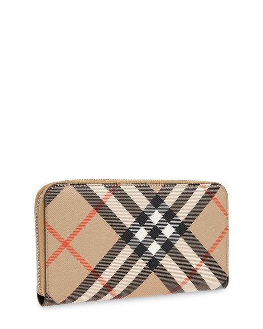 Burberry Black Checkered Zip-Around Wallet for men