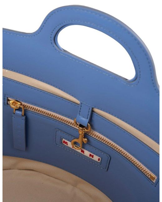 Marni Blue Logo Embroidered Top Handle Bag