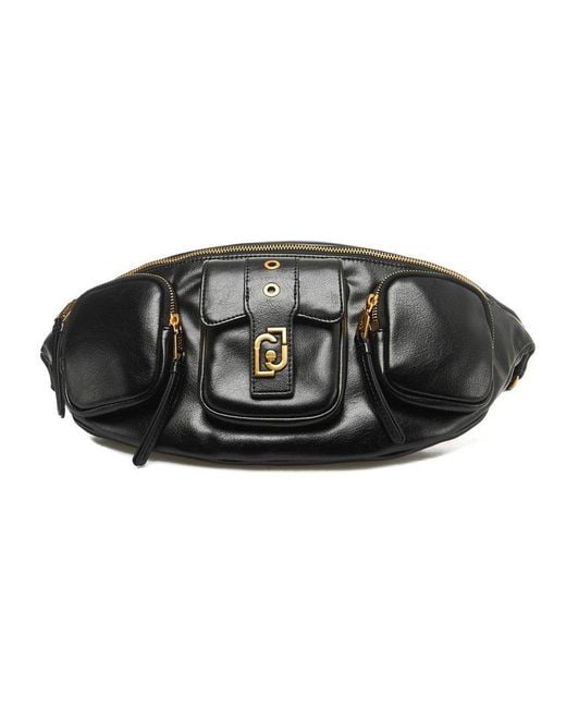 Liu Jo Black Logo-lettering Zipped Belt Bag