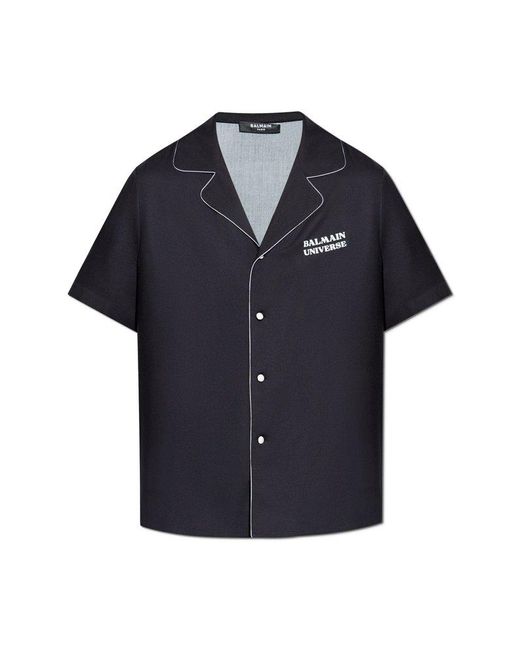 Balmain Blue 9 Planets Print Pyjama Shirt for men