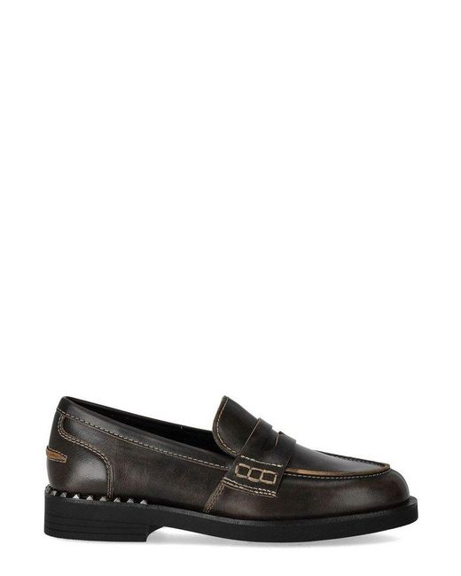 Ash Black Embellished Slip-On Loafers