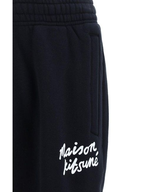 Maison Kitsuné Blue Logo-Printed Tapered Track Pants for men