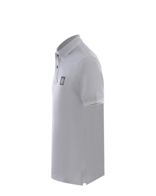 Stone Island Gray Logo Patch Short-sleeved Polo Shirt for men