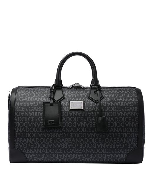 Dolce & Gabbana Black Printed Jacquard Holdall for men