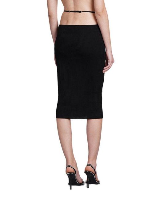 Amiri Black Strap Detailed High Waist Pencil Skirt