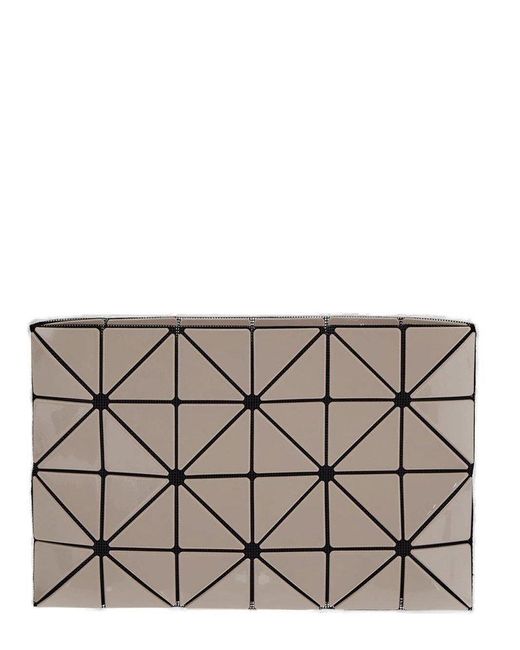 Bao Bao Issey Miyake Gray Geometric Pattern Zipped Clutch Bag