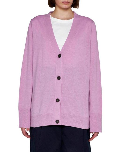 Studio Nicholson Pink Long Sleeved Buttoned Cardigan
