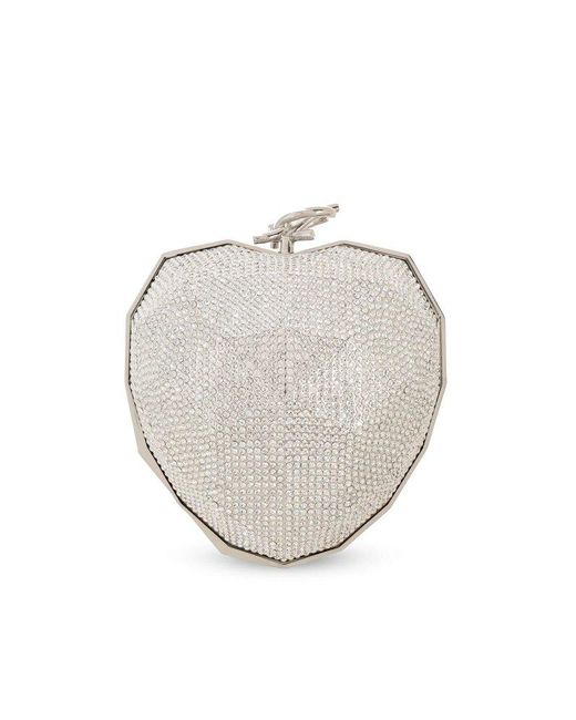 Jimmy Choo Gray Faceted Heart Clutch Bag