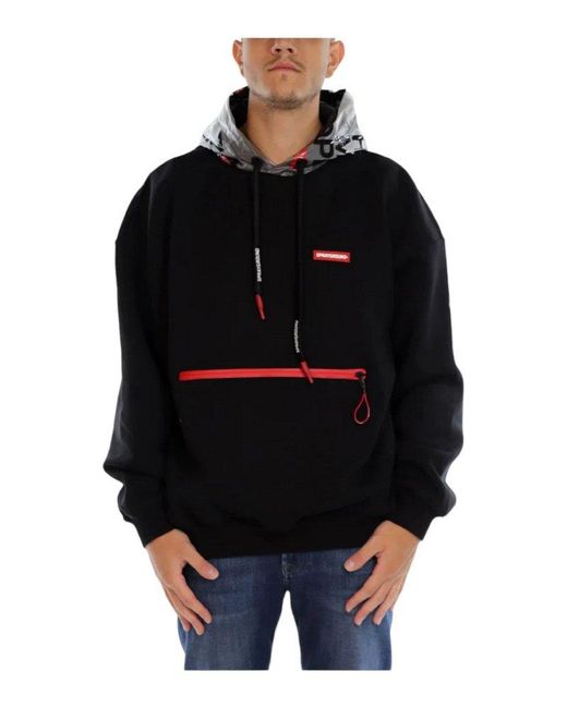 Sprayground Black Logo Patch Drawstring Hoodie for men