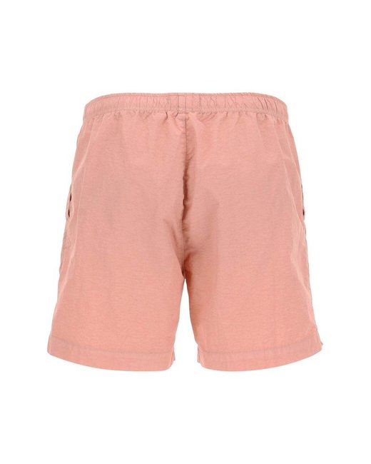 C P Company Pink Logo Patch High Waist Swim Shorts for men