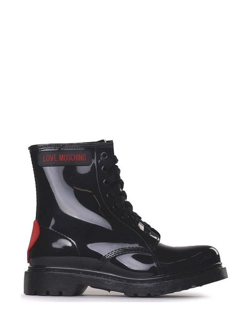Love Moschino Black Logo Detailed Ankle Boots