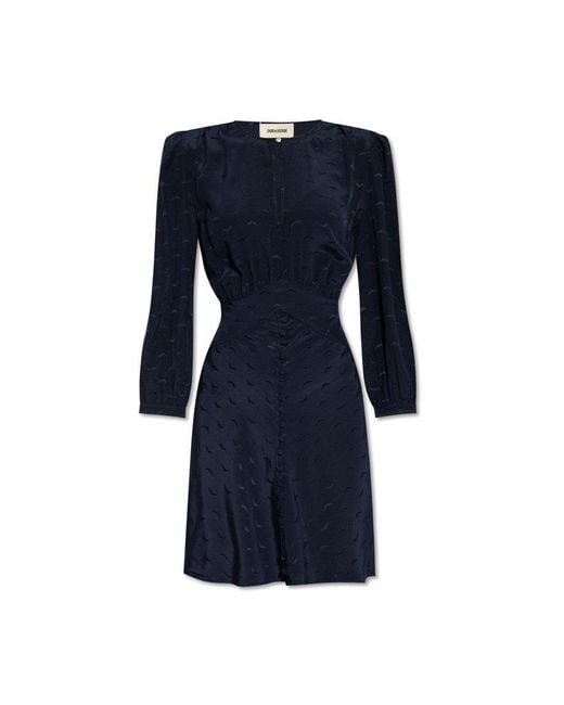 Zadig & Voltaire Blue 'rhodri' Dress With Puff Sleeves,
