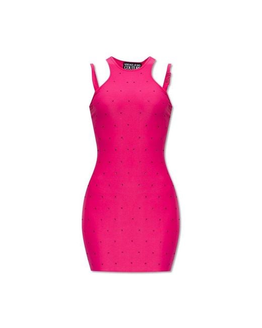 Versace Pink Dress With Double Shoulder Straps,