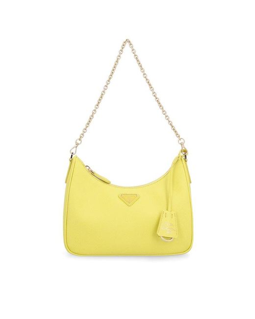 Prada Yellow Re-edition 2005 Saffiano Shoulder Bag