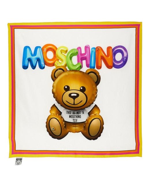 Moschino Logo Teddy Bear Printed Scarf in Blue | Lyst