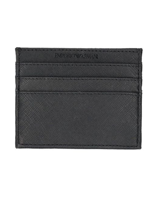 Emporio Armani Black Regenerated-leather Card Holder for men