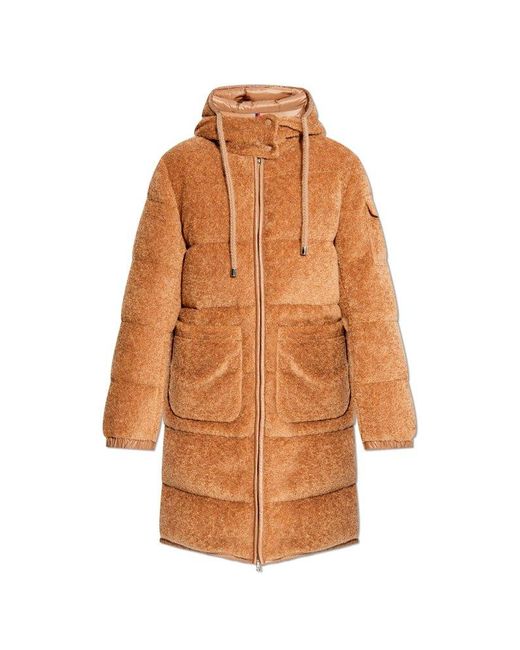 Moncler Belcastel Teddy Long Down Coat in Orange Lyst