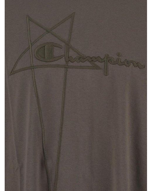 Rick Owens Gray X Champion Tommy Crewneck T-shirt for men