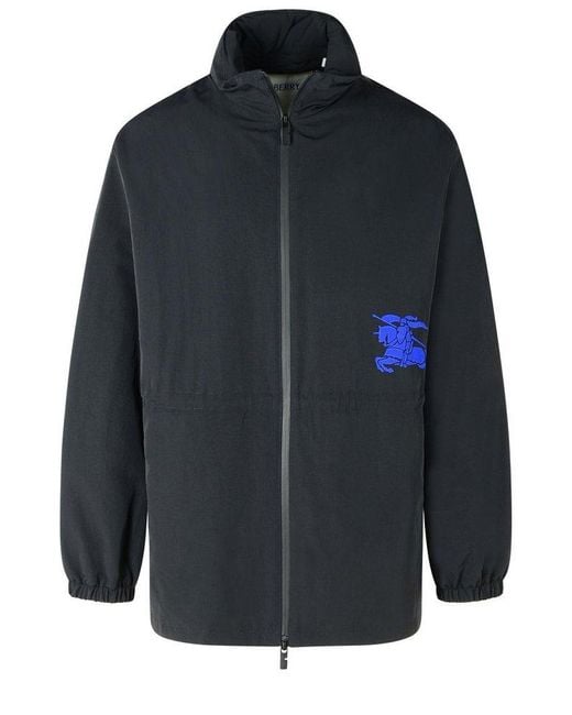 Burberry Blue Ekd Motif Drawstring Waist Zipped Jacket for men