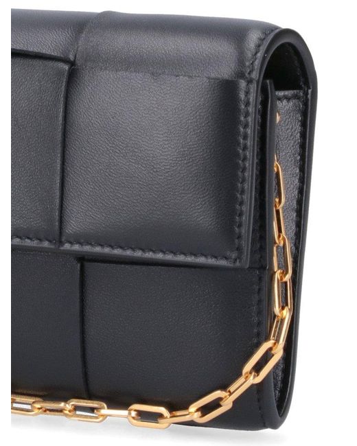 Bottega Veneta Black Intreccio Chain Linked Shoulder Bag