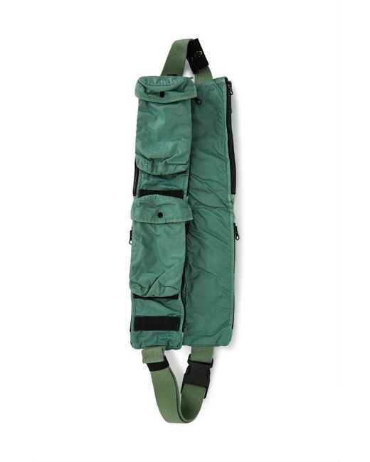 Stone Island Green Mussola Gommata Shoulder Pouch Bag for men