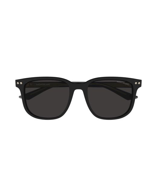 Montblanc Black Square Frame Sunglasses for men