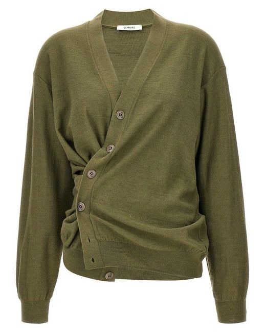Lemaire Green Relaxed Twisted Sweater, Cardigans