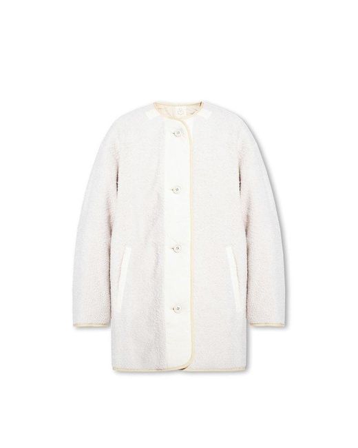 Isabel Marant White Himemma Buttoned Fleece Coat