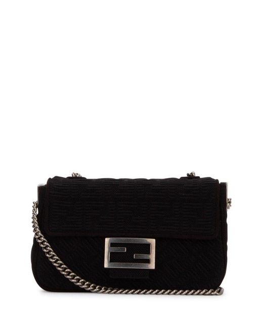 Fendi Ff Midi Baguette Shoulder Bag in Black Lyst Canada