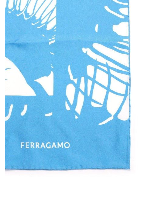 Ferragamo Blue Venus-printed Square Scarf