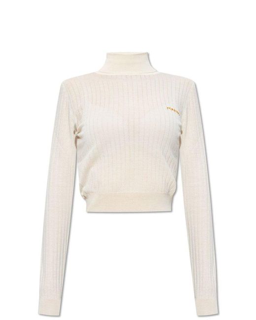 Marni White Ribbed Turtleneck Sweater