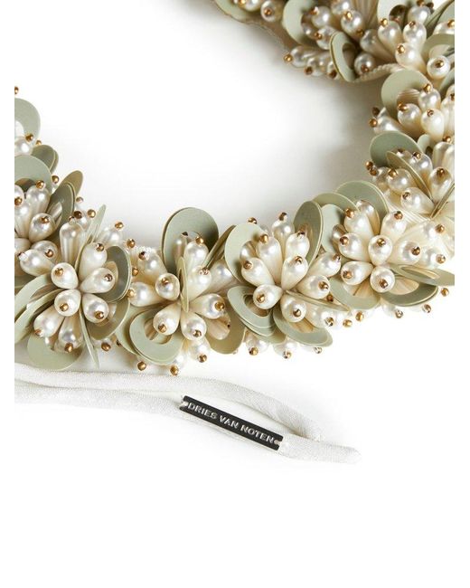 Dries Van Noten Metallic Embellished Lace-up Necklace