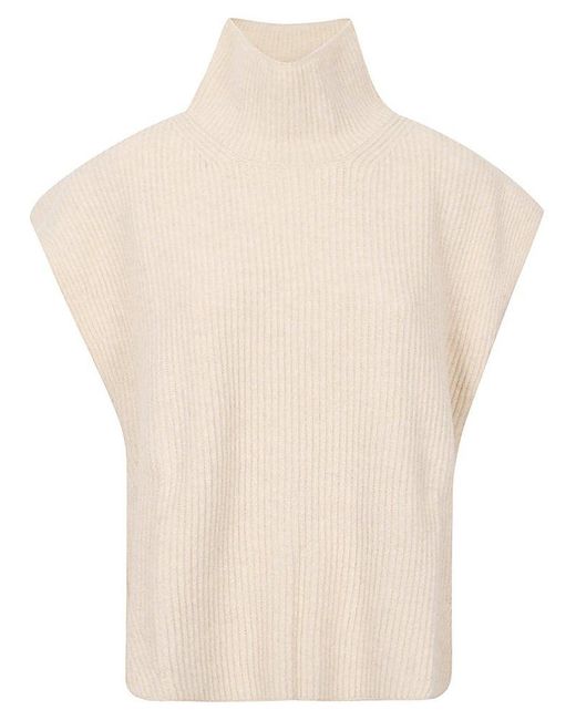 Weekend by Maxmara White Funnel Neck Short-sleeved Gilet