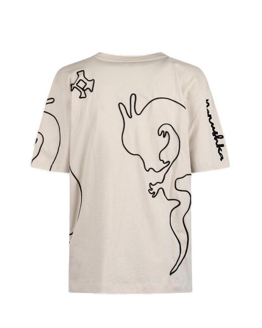 Nanushka White Reece Dragon Embellished Crewneck T-shirt