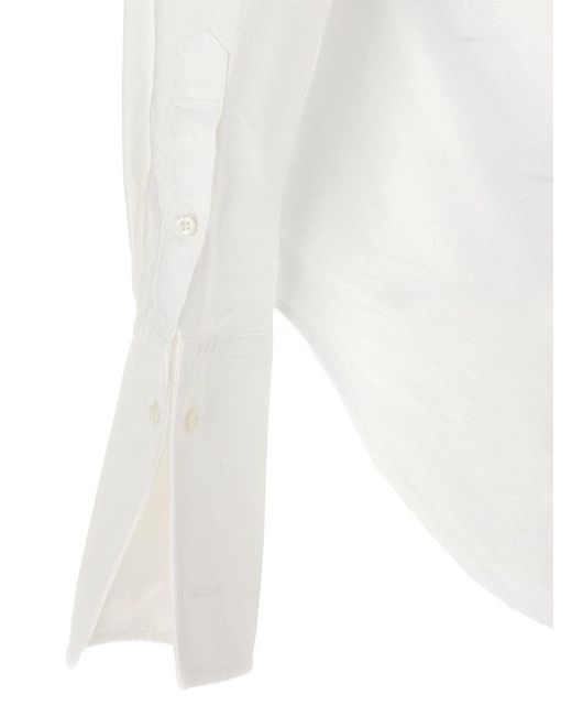 Thom Browne White Logo-patch Button-up Poplin Shirt