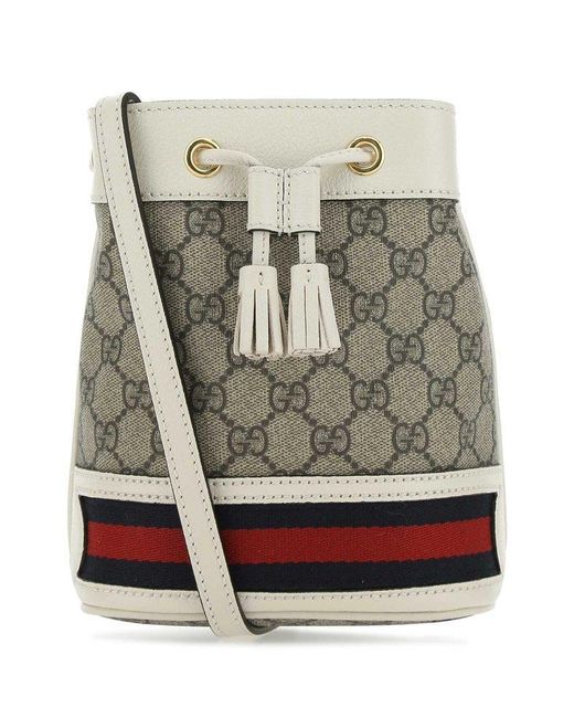 Gucci Gray Ophidia Mini GG Bucket Bag