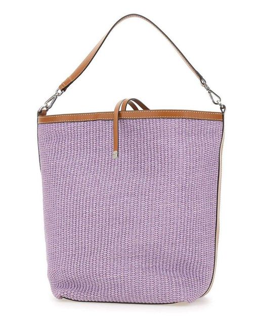 Gianni Chiarini Purple Logo Patch Tote Bag
