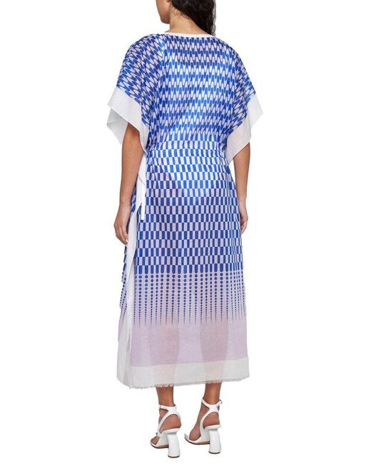 Dries Van Noten Blue Print Cotton-blend Caftan Dress