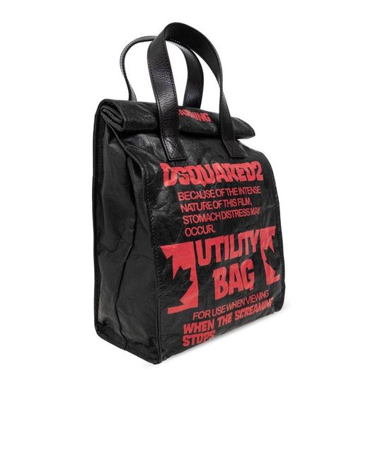 DSquared² Red Logo Printed Tote Bag for men