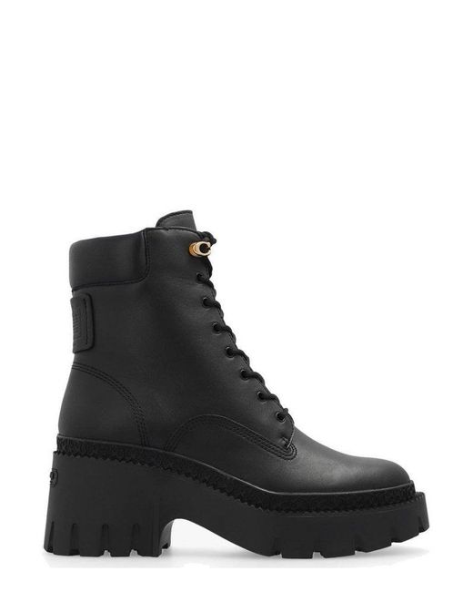 COACH Black Ainsley Lace-up Ankle Boots