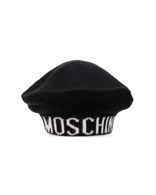 Moschino Black Beret With Logo