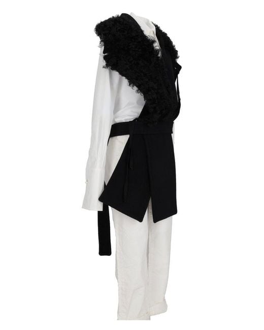 Ann Demeulemeester Black Manon Asymmetric Fur Collar Plastron