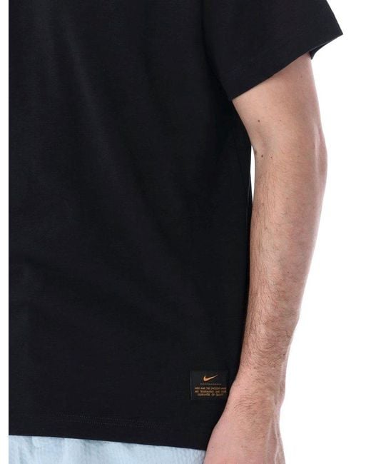 Nike Black Logo-patch Crewneck T-shirt for men