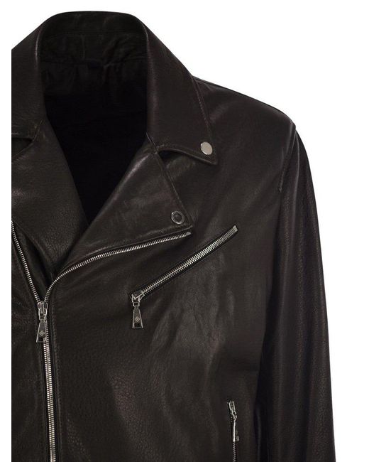 Tagliatore Black Franklin Leather Biker Jacket for men