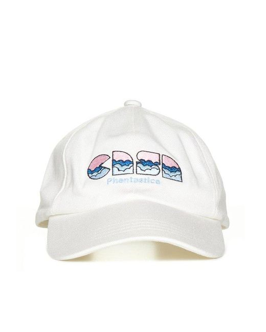 Casablancabrand White Logo Embroidered Curved Peak Baseball Cap for men