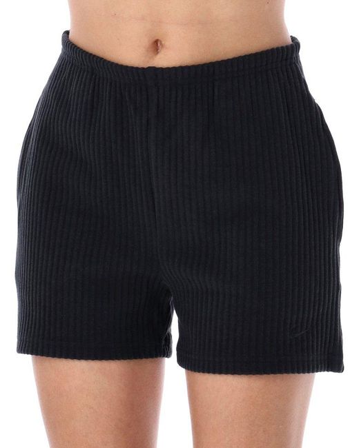 Nike Black Chill High-waist Knitted Ribbed Shorts
