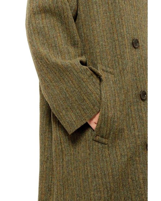 Aspesi Green Belted Double-breasted Coat