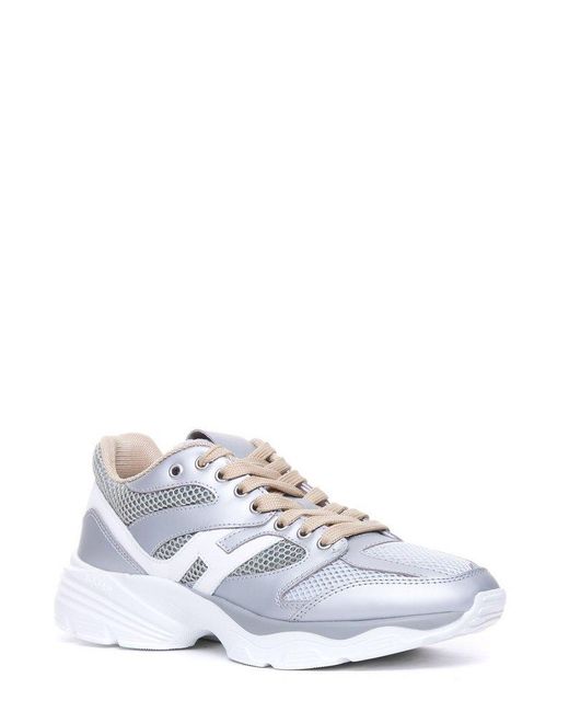 Hogan White H665 Panelled Lace-up Chunky Sneakers