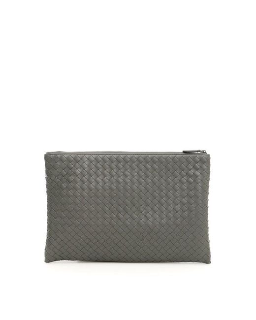 Bottega Veneta Gray Woven Clutch Bag